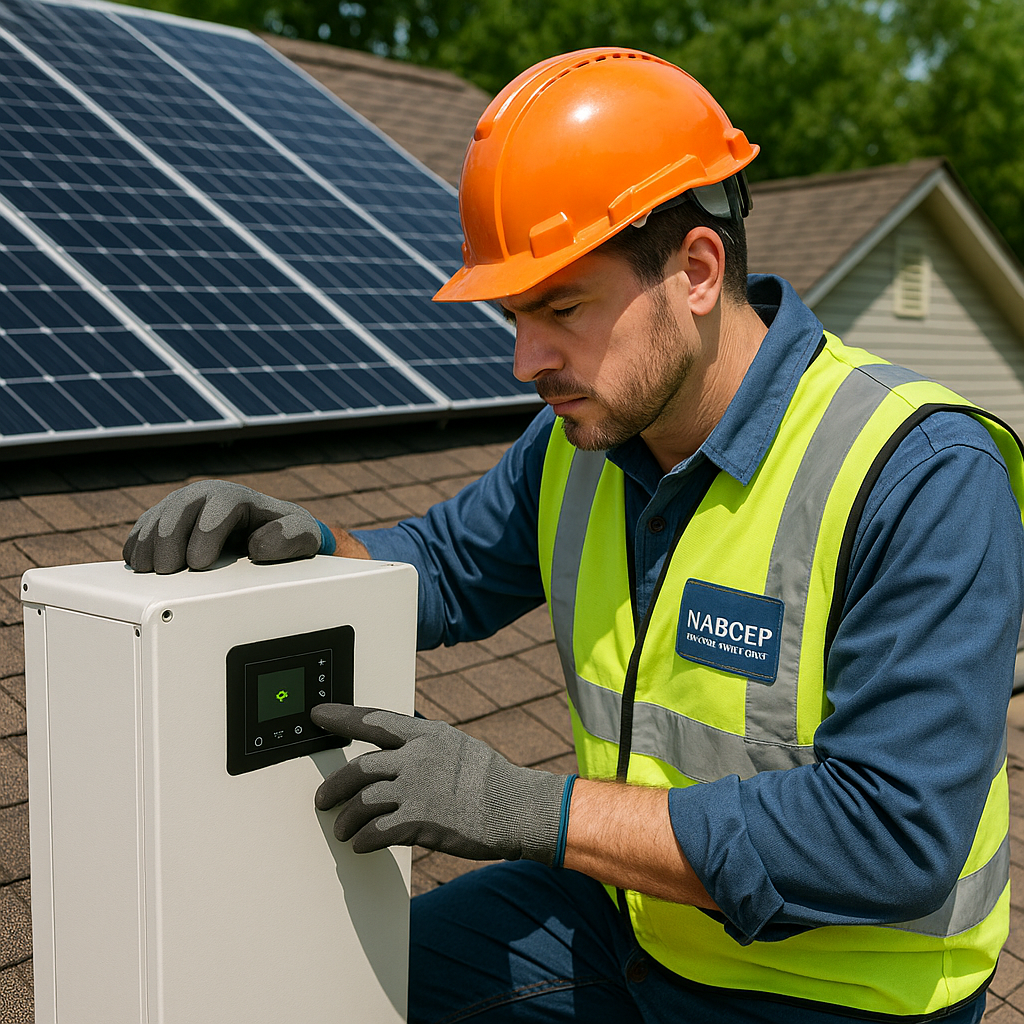 A professional NABCEP-certified solar installer ca
